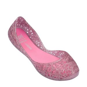 MELISSA MEL CAMPANA ZIG ZAG ROSA TRANSPARENTE GLITTER PRATA