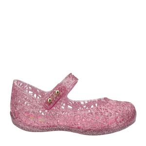 Mini Melissa Campana Zig Zag VI Rosa Transp Glitter Prateado 31510RTG