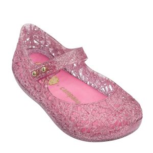 Mini Melissa Campana Zig Zag VI Rosa Transp Glitter Prateado 31510RTG