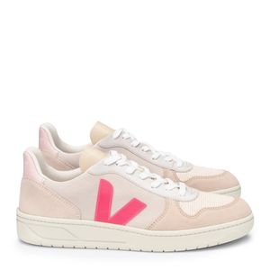 Tênis Vert V-10 Suede Multico Natural Rose Fluo VX032188A