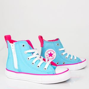 Tênis Converse Chuck Taylor All Star Infantil Azul Claro Rosa Choque Branco CK09090002