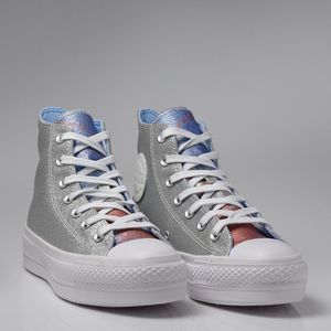 Tênis Converse Chuck Taylor All Star Lift Prata Puro Azul Bebê Branco CT17450001