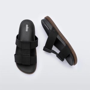 Melissa Way Slide Preto Vidro Casca Arroz 33535PVCA