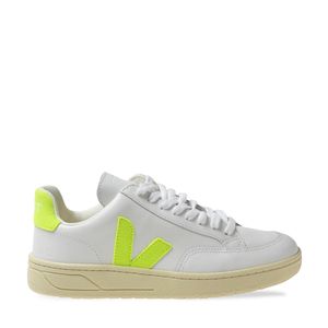 Tênis Vert V-12 Couro Extra White Jaune Fluo XD022649A