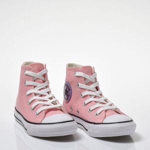 Tênis Converse Chuck Taylor All Star Infantil Rosa Escuro Prata Puro Branco CK09730002