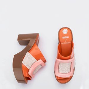 Melissa Mule Buckle Up + Viktor And Rolf Laranja Bege Rosa 33597LBR