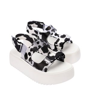 Melissa Brave Papete Platform Branco Vidro Preto 33714BVP