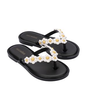 Mini Melissa Flip Flop Spring Preto Branco 33716PB