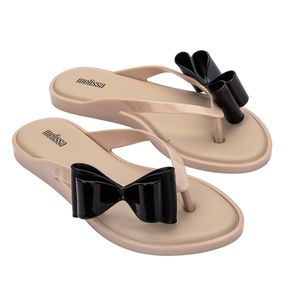 Melissa Flip Flop Cute Bege Preto 33961