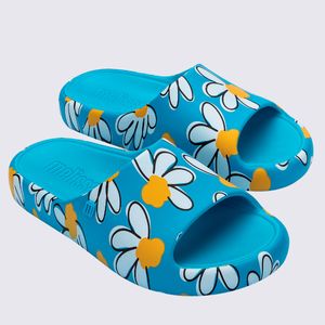 Melissa Free Print Slide Azul Branco Amarelo 33973