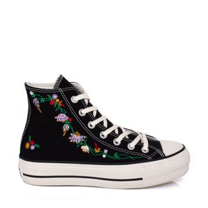 Tênis Converse Chuck Taylor All Star Lift Hi Summer Florals Preto Roxo Amêndoa CT24540001