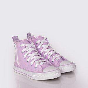 Tênis Converse All Star Chuck Taylor Infantil Lavanda Prata Branco CK10610001