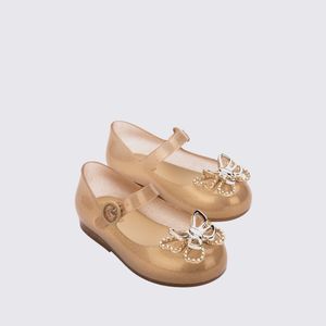 Mini Melissa Sweet Love Fly Baby Bege Glitter Ouro 35717