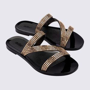 Melissa Siena Slide Preto Dourado 33989