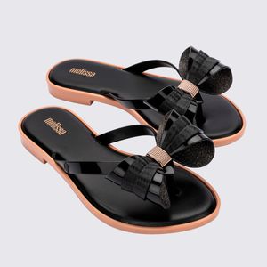 Melissa Flip Flop Slim V Preto Bege 35748