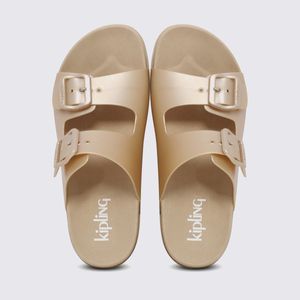 Chinelo Kipling Flat Bege Dourado 90000OU5