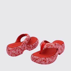 Melissa Free Fuzzy Printed Platform Vermelho Branco 35995