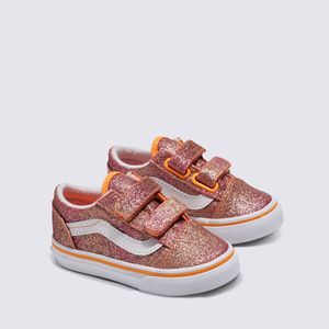 Tênis Vans Infantil Old Skool V Sunrise Glitter Heart Tie Dye Multi White VN0009RC6GL