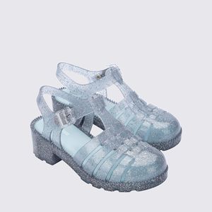 Mini Melissa Possession Heel Infantil Vidro Glitter Azul 35950