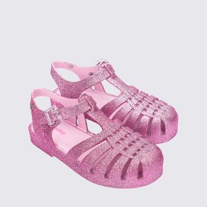 Mini Melissa Possession Glitter Infantil Rosa Prata 35759