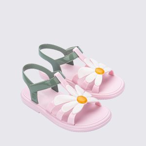 Mini Melissa Hip Bloomy Infantil Rosa Metalizado Verde 36188