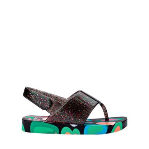 Mini Melissa Flipflop Shiny Baby Preto Glitter 36014