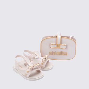 Mini Melissa + Bolsa Charming Baby Branco Dourado 36020