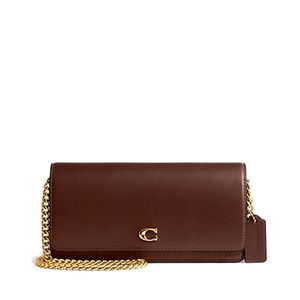 Bolsa Coach Evie Long Wallet with Chain Marrom Escuro CW586B4MPL