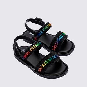 Mini Melissa Mar Sandal M Lover Baby Preto Multicor 36112