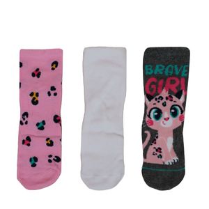 Kit com 3 Meias Puket Estampada Brave Girl