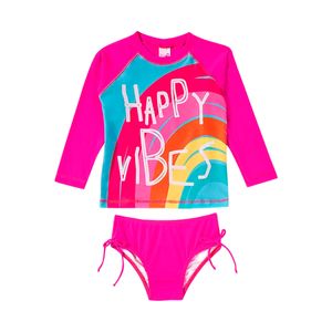 Conjunto de Praia Tip Top Rosa Kids Proteção UV50+