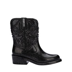 Mini Melissa Texas Boot Infantil Preto Glitter Prata 36192