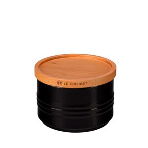 Pote com Tampa de Madeira Le Creuset Preto 220 ML