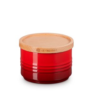 Pote com Tampa de Madeira Le Creuset Vermelho 220 ML