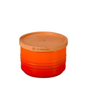 Pote com Tampa de Madeira Le Creuset Laranja 220 ML