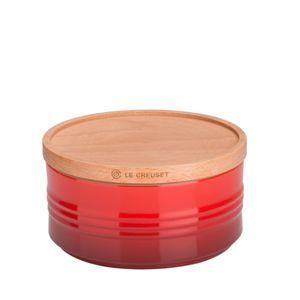 Pote com Tampa de Madeira Le Creuset Vermelho 420 ML