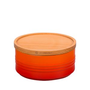 Pote com Tampa de Madeira Le Creuset Laranja 420 ML