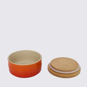 Pote com Tampa de Madeira Le Creuset Laranja 420 ML