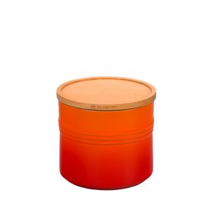 Pote com Tampa de Madeira Le Creuset Laranja 1,1 L