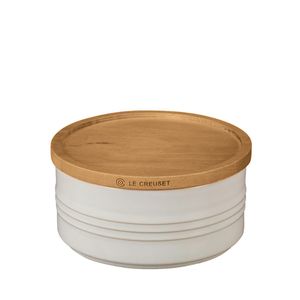 Pote com Tampa de Madeira Le Creuset Branco 420 ML