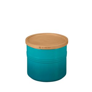 Pote com Tampa de Madeira Le Creuset Azul Caribe 1,1 L