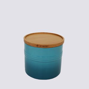 Pote com Tampa de Madeira Le Creuset Azul Caribe 1,1 L