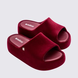 Melissa Free Platform Slide Velvet Vermelho Flocado 37846