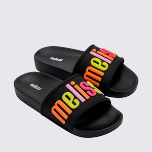 Melissa Chill Slide Preto Laranja 35863