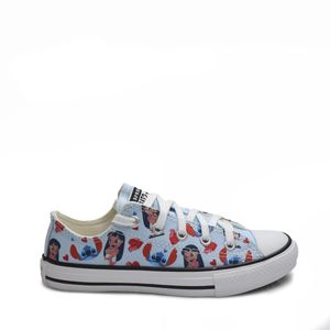 Tênis Converse All Star Chuck Taylor Infantil Stitch Azul Superlua Branco Preto CK14150001