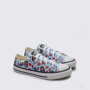 Tênis Converse All Star Chuck Taylor Infantil Stitch Azul Superlua Branco Preto CK14150001