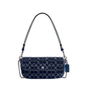 Bolsa Coach Brook Flap Chain Signature Denim Azul CAT60LHRHY