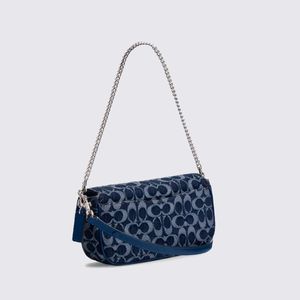 Bolsa Coach Brook Flap Chain Signature Denim Azul CAT60LHRHY