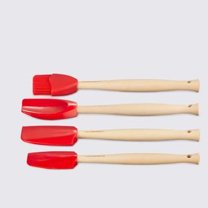 Set 3 Espátulas e 1 Pincel Craft com Porta Utensílios Clássico Le Creuset Vermelho